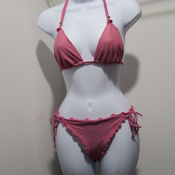 Pink Tie String Bikini - Picture 1 of 7